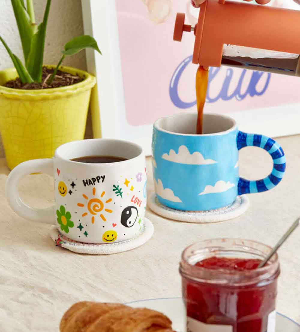 Kunvos™ Paint-a-Mug Kit (Set of 2) – The Ultimate At-Home Pottery Painting Experience