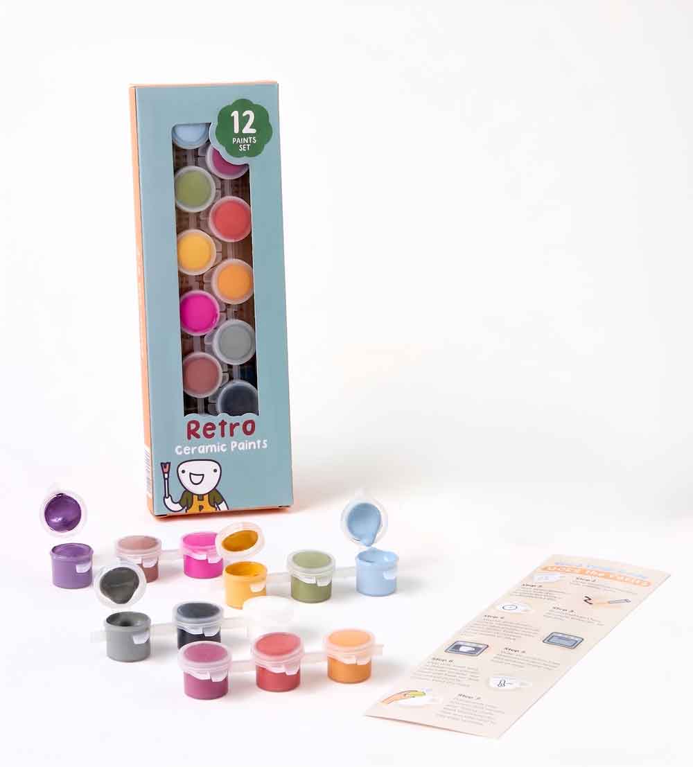 Kunvos™ 12-Color Oven-Cure Ceramic Paints – Turn Any Plain Mug or Plate into Dishwasher-Safe Art!