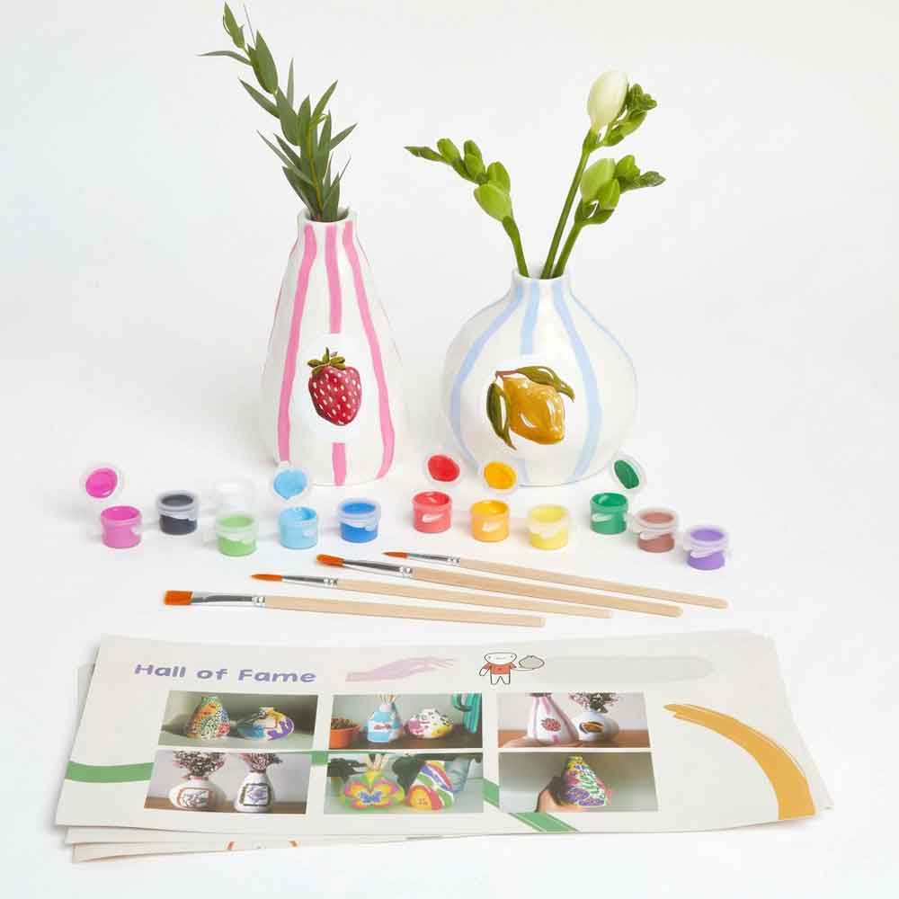 Kunvos™ Paint-a-Vase Kit (Set of 2) – Design Your Own Aesthetic Home Decor Ceramic Vases