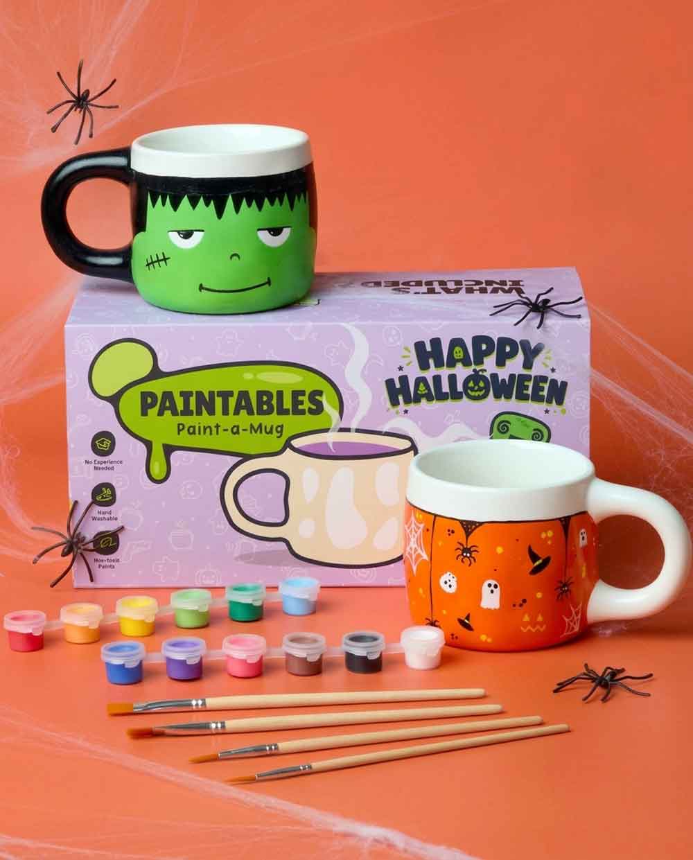 Kunvos™ Spooky Paint-a-Mug Kit (Set of 2) – The Ultimate Cozy Halloween DIY Craft Night