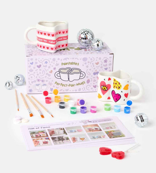 Kunvos™ Perfect-Pair Mugs Kit – Paint Your Own Interlocking Heart Ceramic Cups