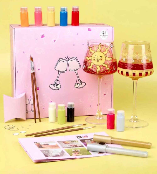 Kunvos™ Paint-a-Wine Glass Kit (Set of 2) – The Ultimate At-Home Sip & Paint Experience