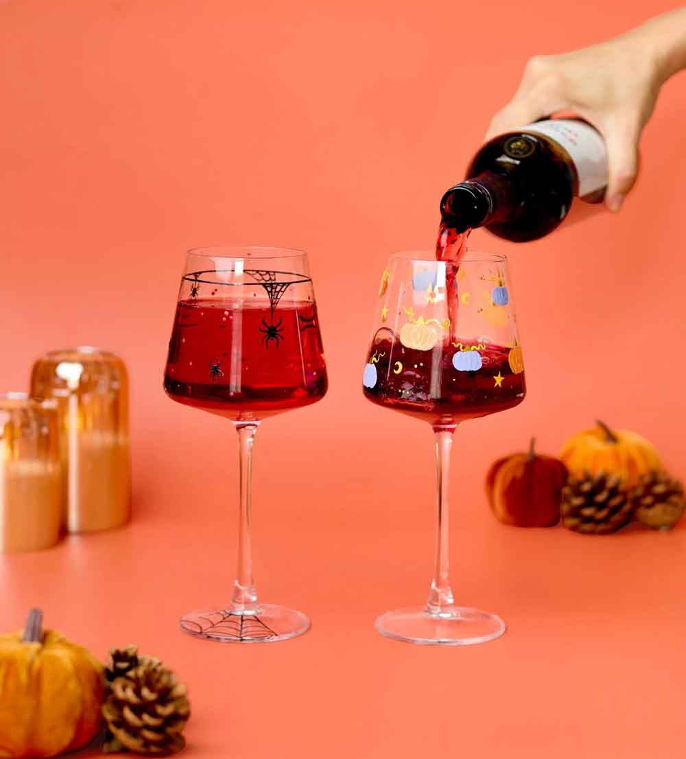 Kunvos™ Spooky Paint-a-Wine Glass Kit (Set of 2) – The Ultimate Horror Movie & Sip Date Night DIY