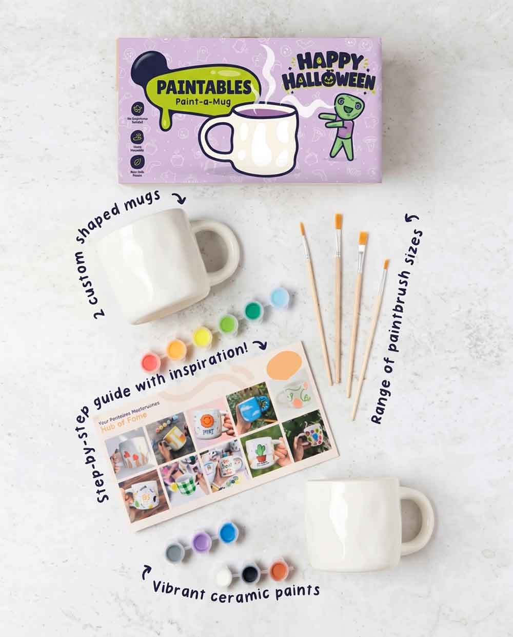 Kunvos™ Spooky Paint-a-Mug Kit (Set of 2) – The Ultimate Cozy Halloween DIY Craft Night