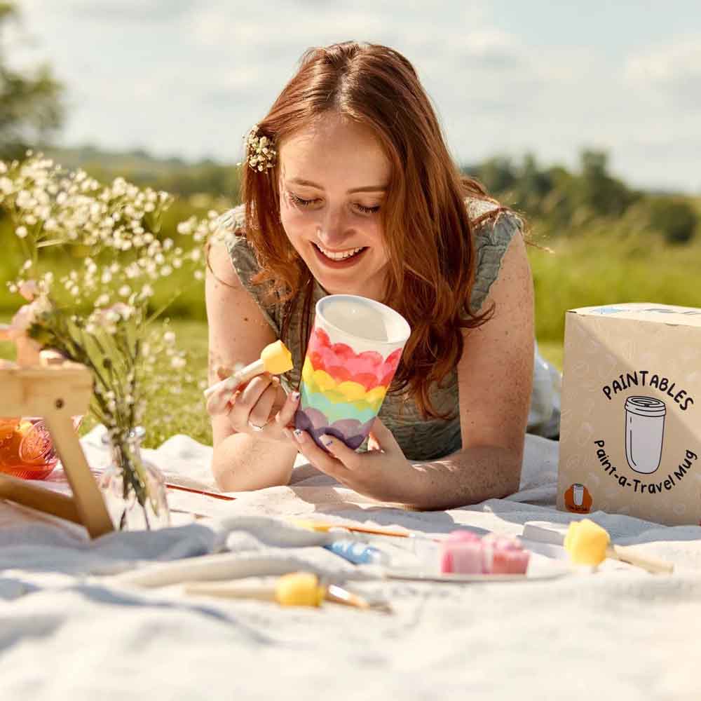 Kunvos™ DIY Ceramic Mug Painting Kit | 2 Travel Tumblers, Non-Toxic Paints & Tools | No Kiln Needed