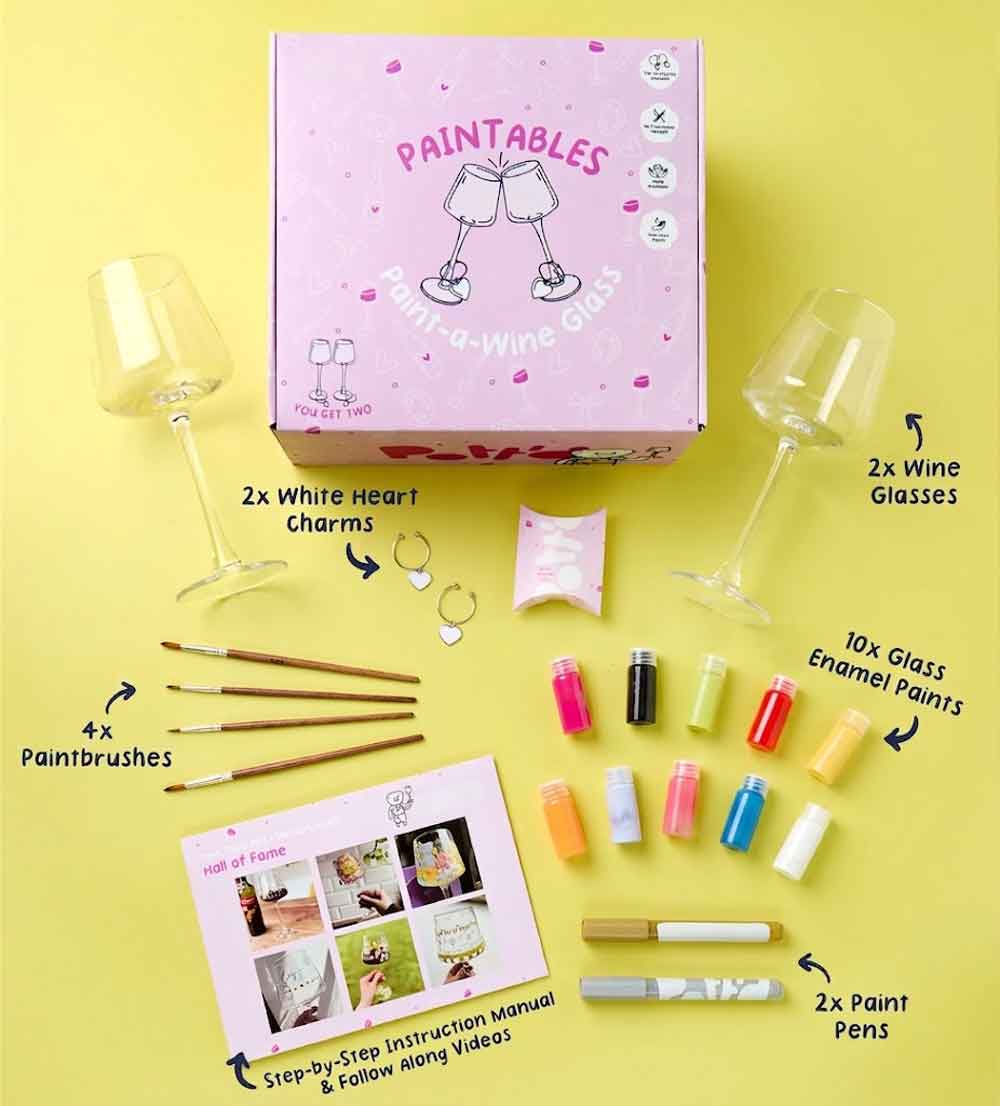 Kunvos™ Spooky Paint-a-Wine Glass Kit (Set of 2) – The Ultimate Horror Movie & Sip Date Night DIY