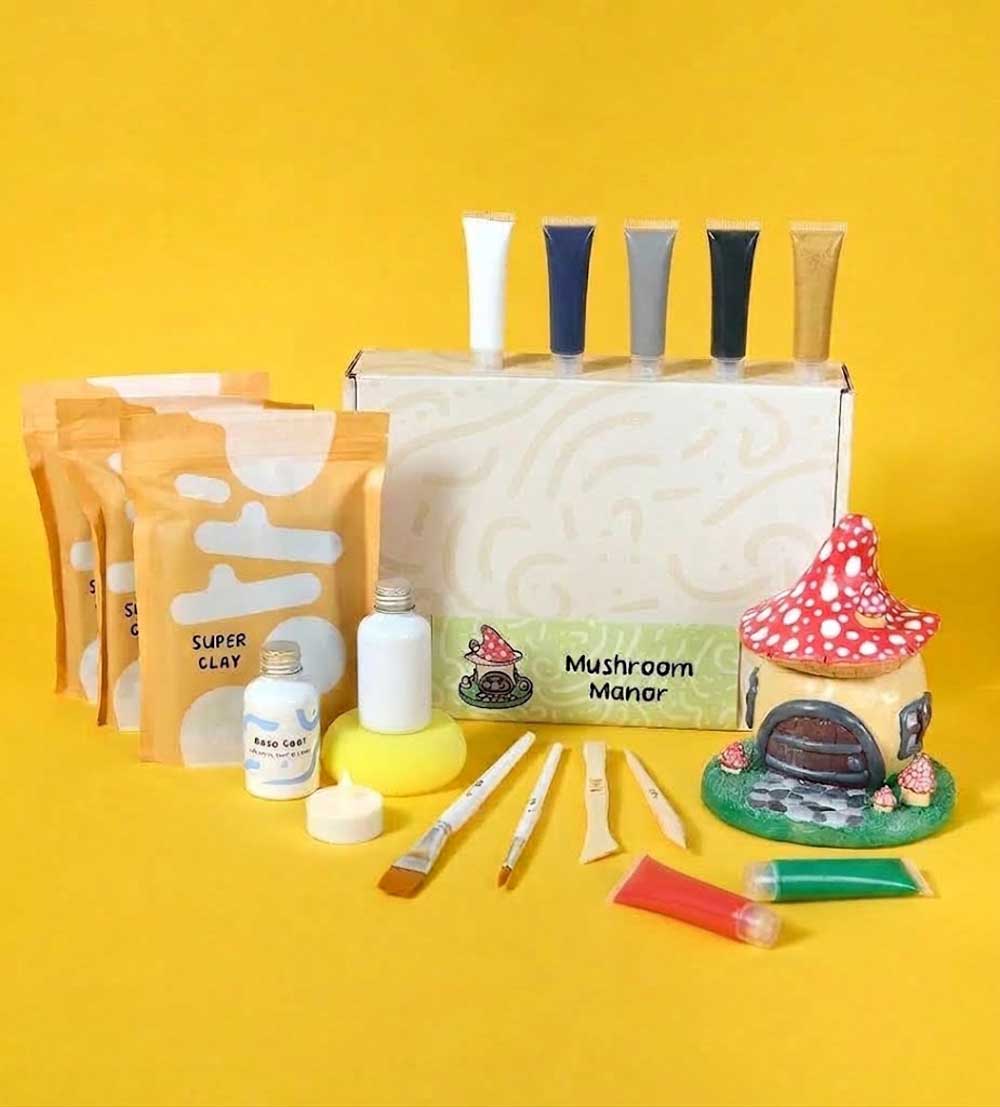 Kunvos™ Mega Clay Candle Holder Pottery Kit – 3x Clay Bags, Glowing LED Tealight & Complete Sculpting Studio