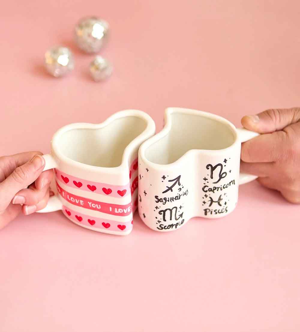Kunvos™ Perfect-Pair Mugs Kit – Paint Your Own Interlocking Heart Ceramic Cups