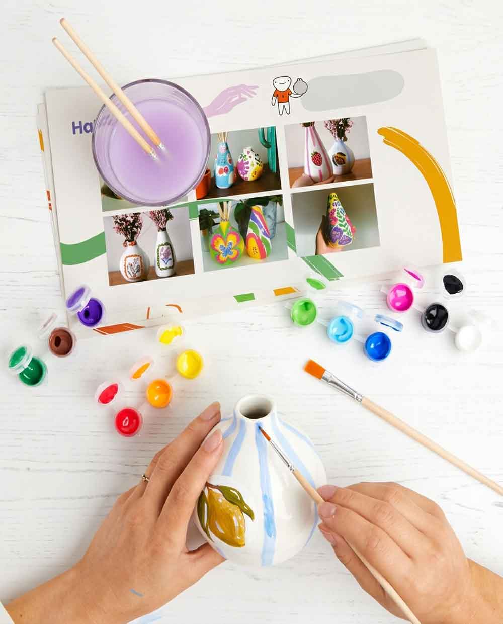 Kunvos™ Paint-a-Vase Kit (Set of 2) – Design Your Own Aesthetic Home Decor Ceramic Vases