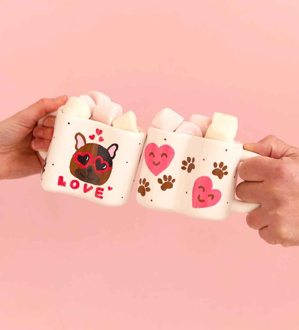 Kunvos™ Perfect-Pair Mugs Kit – Paint Your Own Interlocking Heart Ceramic Cups