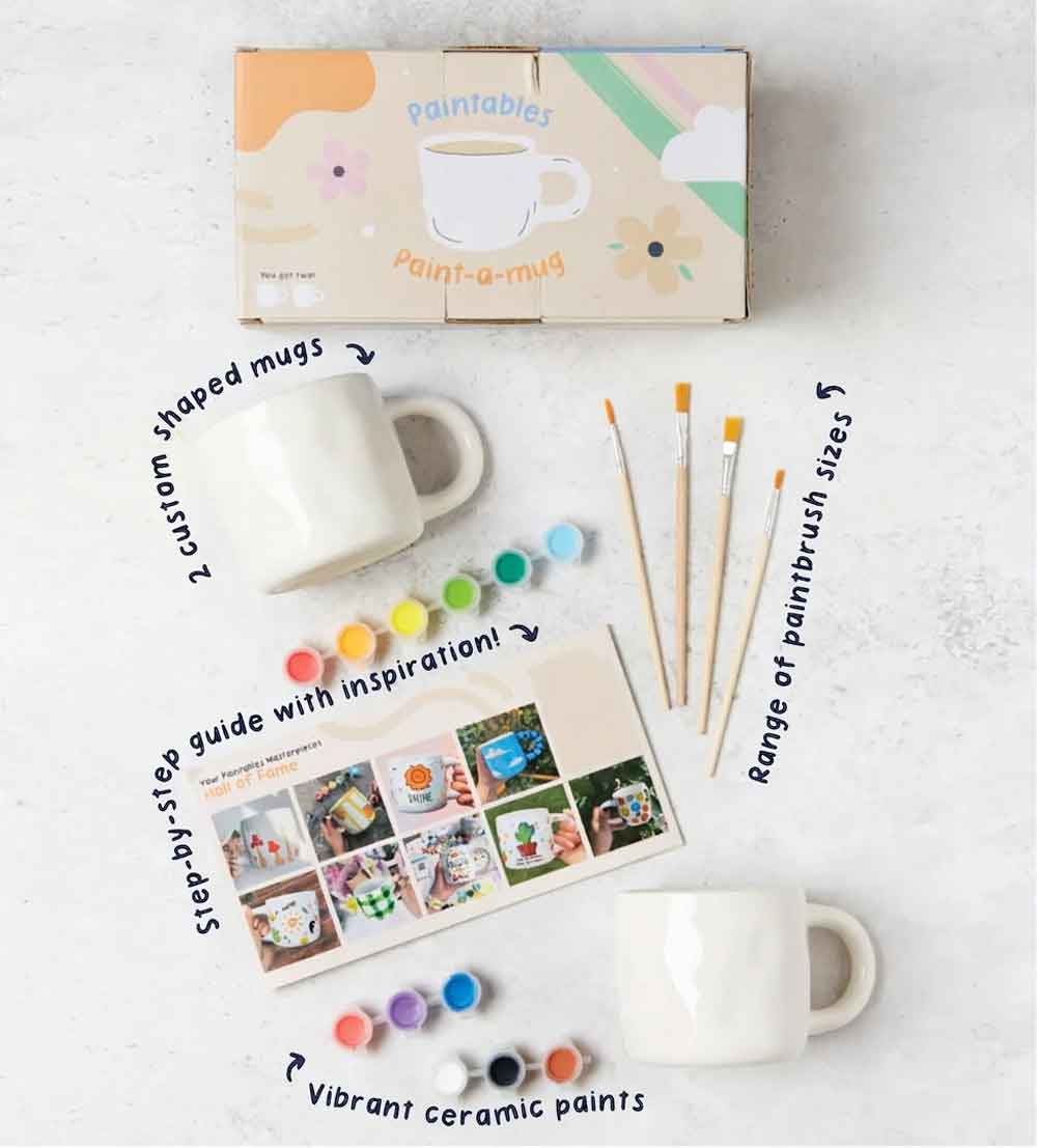 Kunvos™ Paint-a-Mug Kit (Set of 2) – The Ultimate At-Home Pottery Painting Experience