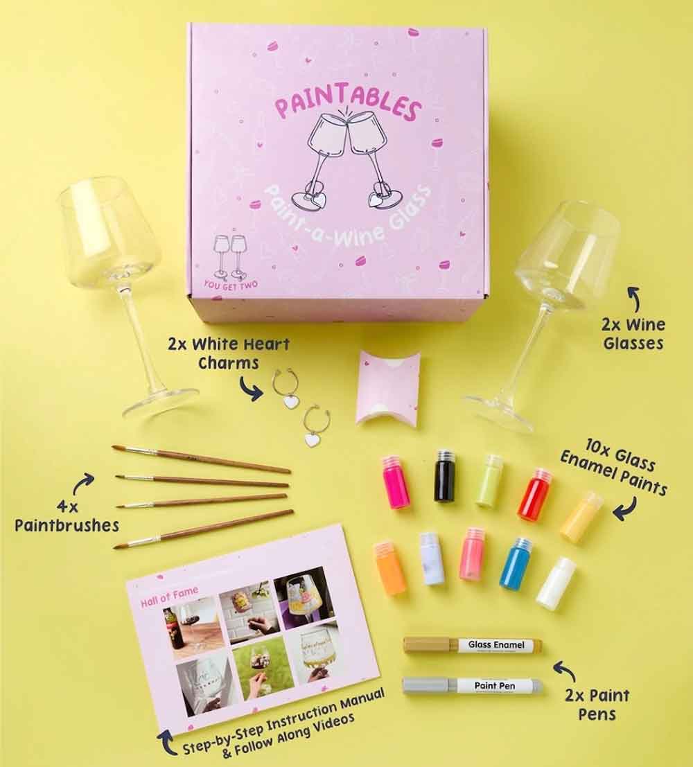 Kunvos™ Paint-a-Wine Glass Kit (Set of 2) – The Ultimate At-Home Sip & Paint Experience