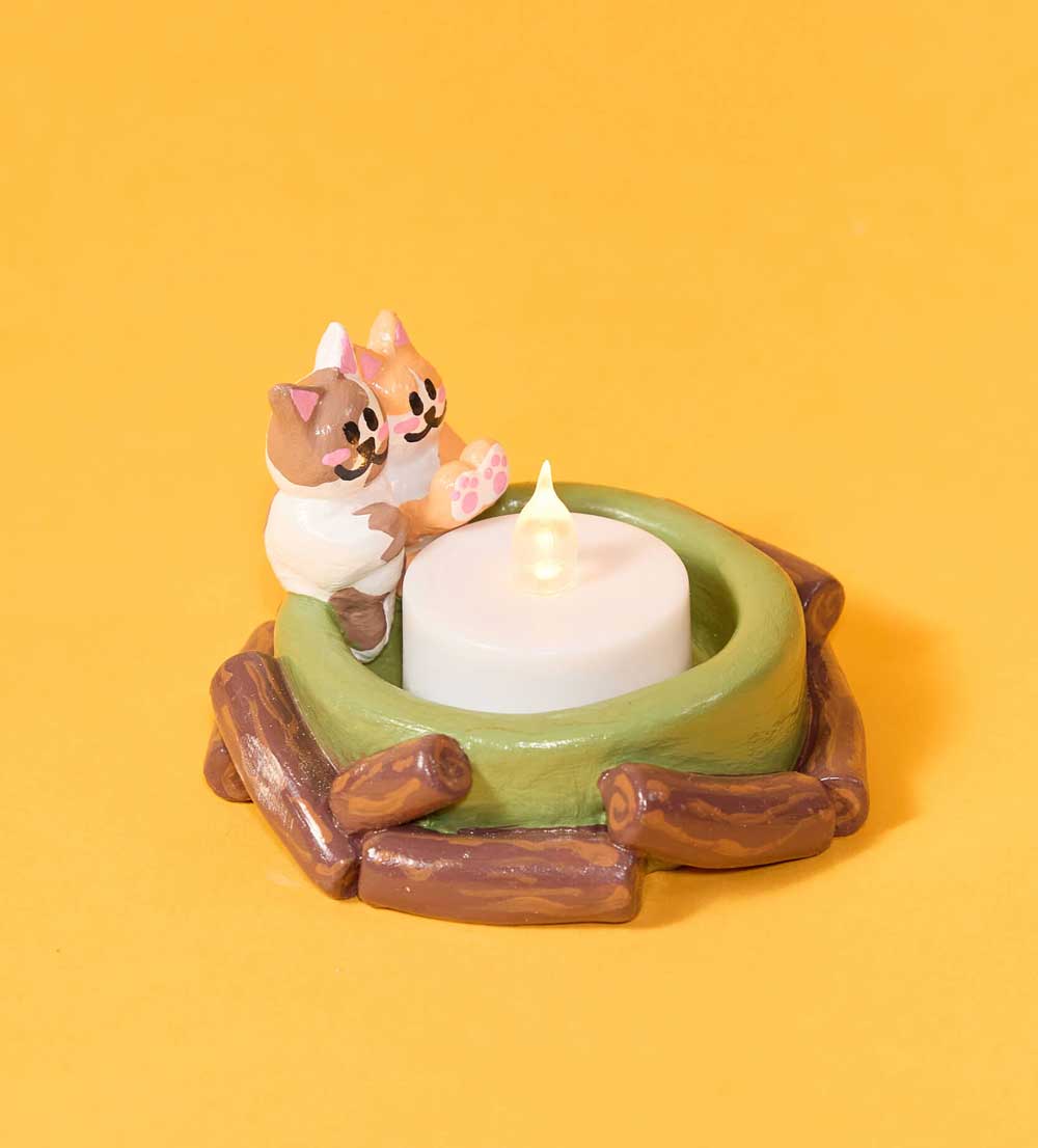 Kunvos™ Campfire Kittens Tealight Kit – Sculpt the Coziest Clay Cat Candle Holder at Home