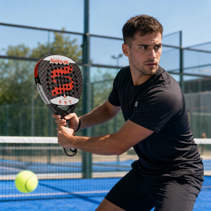 Attack 38mm 12K Carbon Fiber Padel Racket - Black Red – product gallery