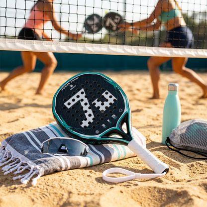 Attack 38mm 12K Carbon Fiber Padel Racket - Black Teal – product gallery