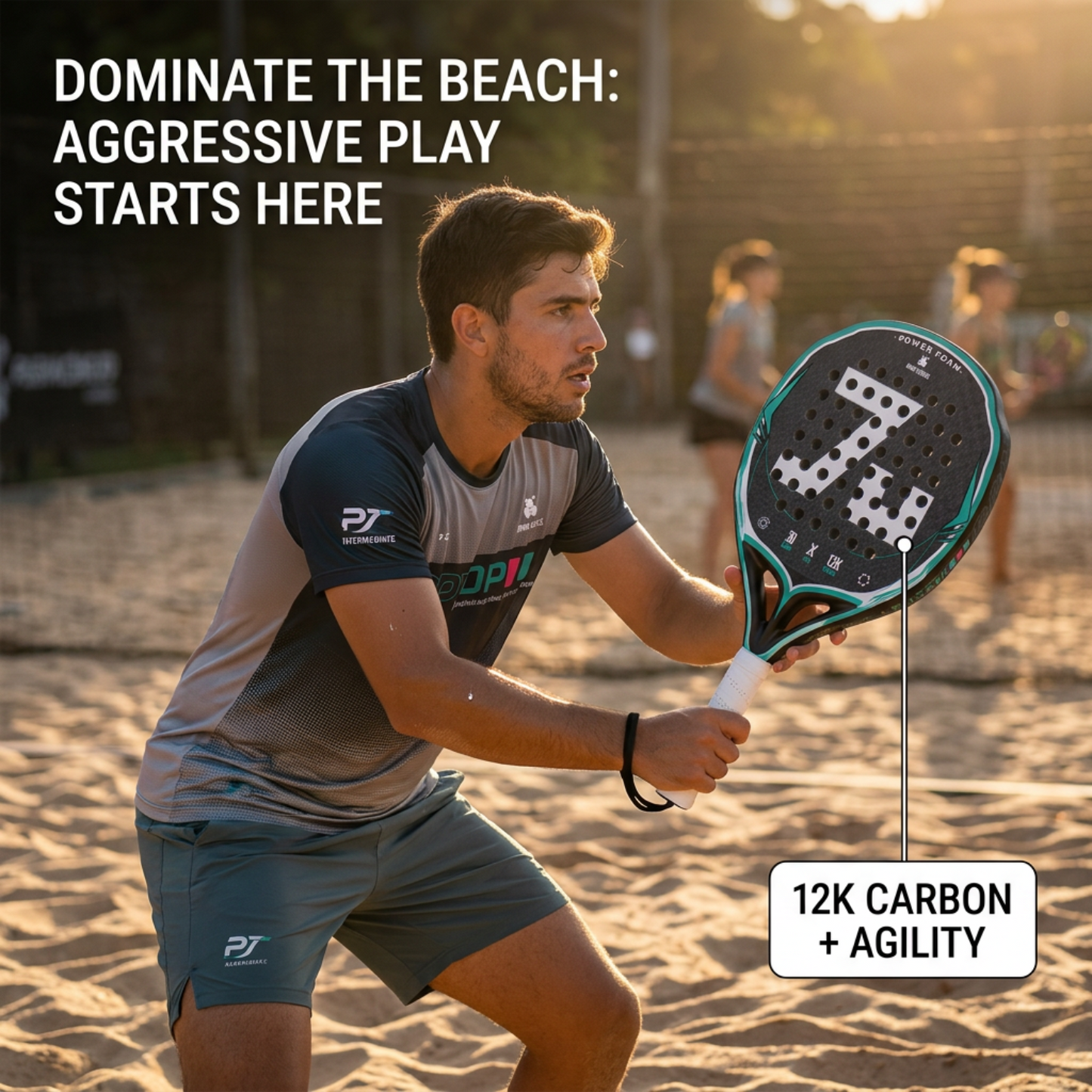 Attack 38mm 12K Carbon Fiber Padel Racket - Black Teal – on-court play