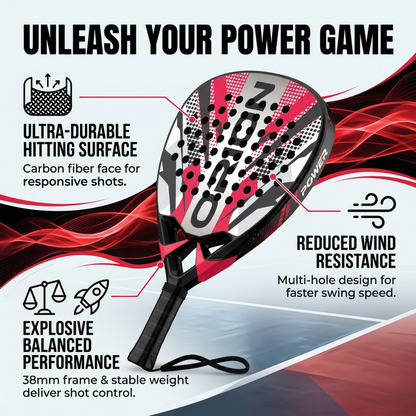 Attack 38mm Carbon Fiber Padel Racket - Red White – key benefits