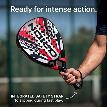 Attack 38mm Carbon Fiber Padel Racket - Red White – product gallery