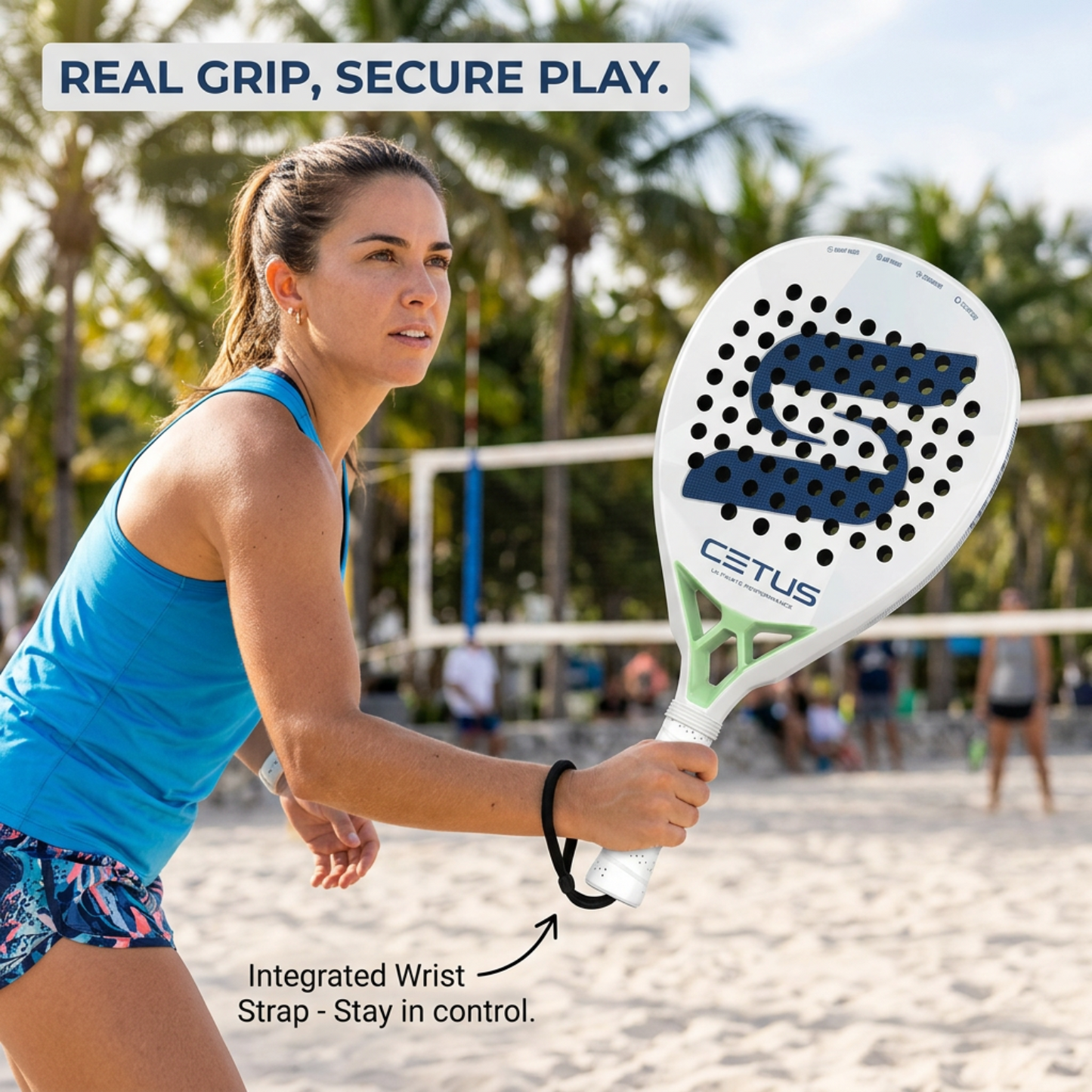 Attack 38mm Carbon Fiber Padel Racket - White Navy – product gallery