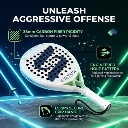 Attack 38mm Carbon Fiber Padel Racket - White Navy – product gallery