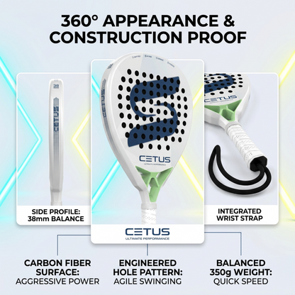 Attack 38mm Carbon Fiber Padel Racket - White Navy – multi-angle view