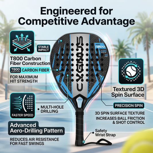 Attack 38mm T600 Carbon Fiber Padel Racket - Black Blue – key benefits
