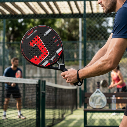 Balanced 38mm Carbon Fiber Padel Racket - Black Red – on-court play
