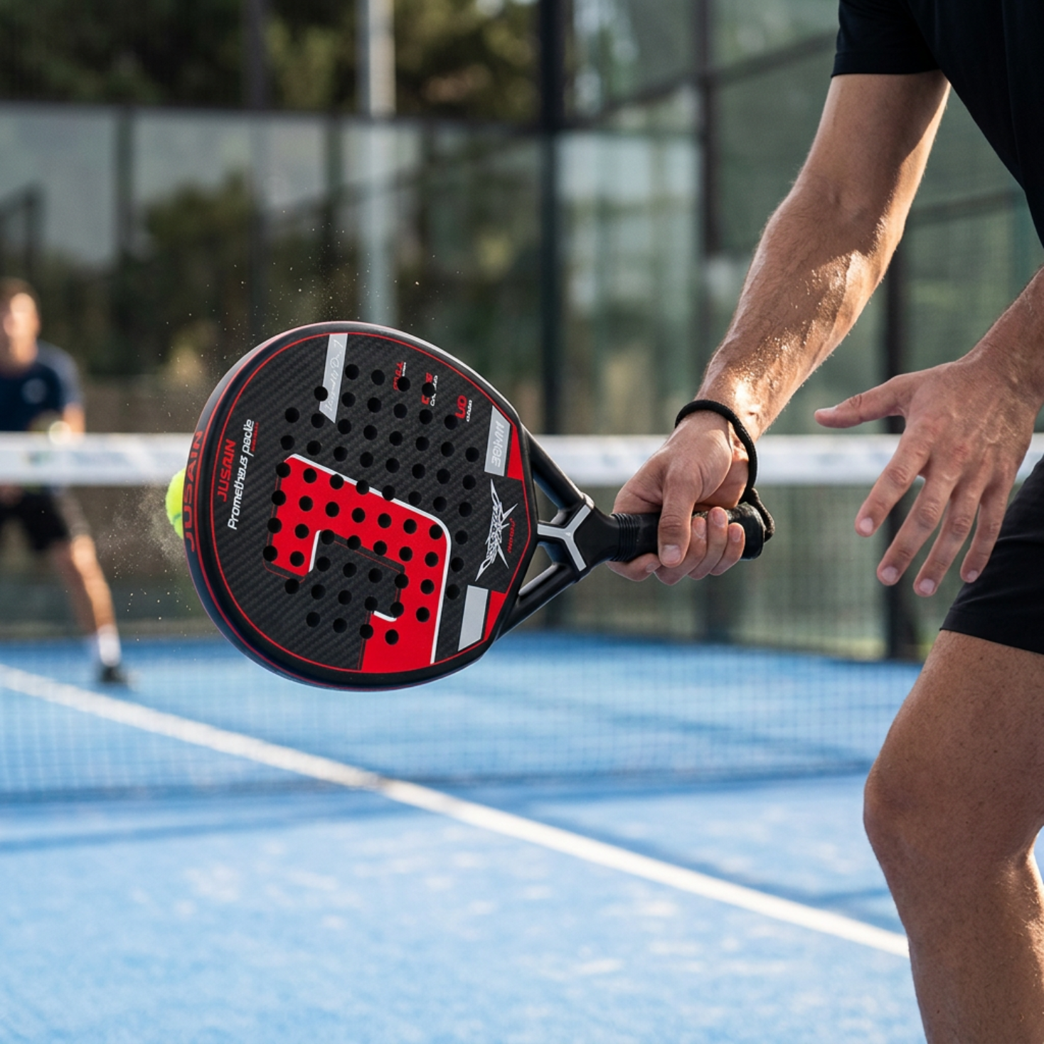 Balanced 38mm Carbon Fiber Padel Racket - Black Red – on-court play
