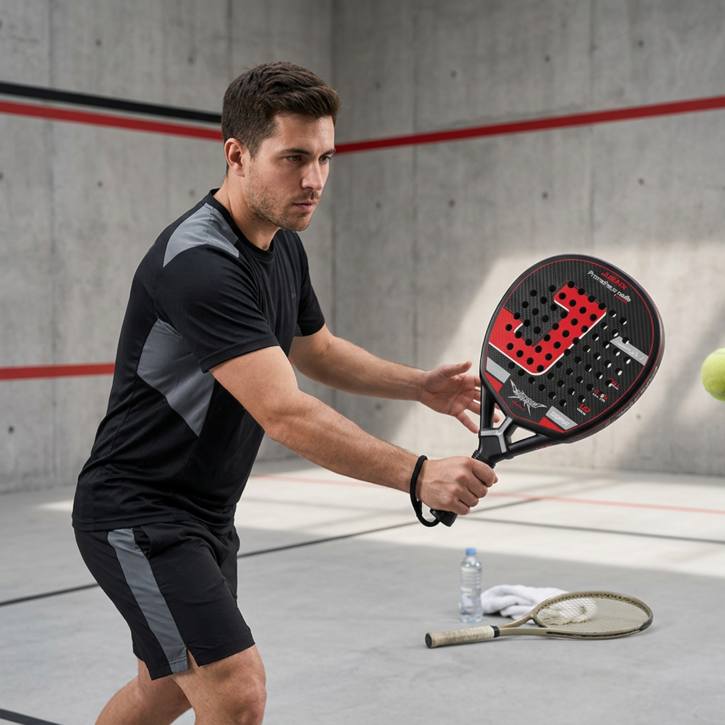 Balanced 38mm Carbon Fiber Padel Racket - Black Red – usage guide