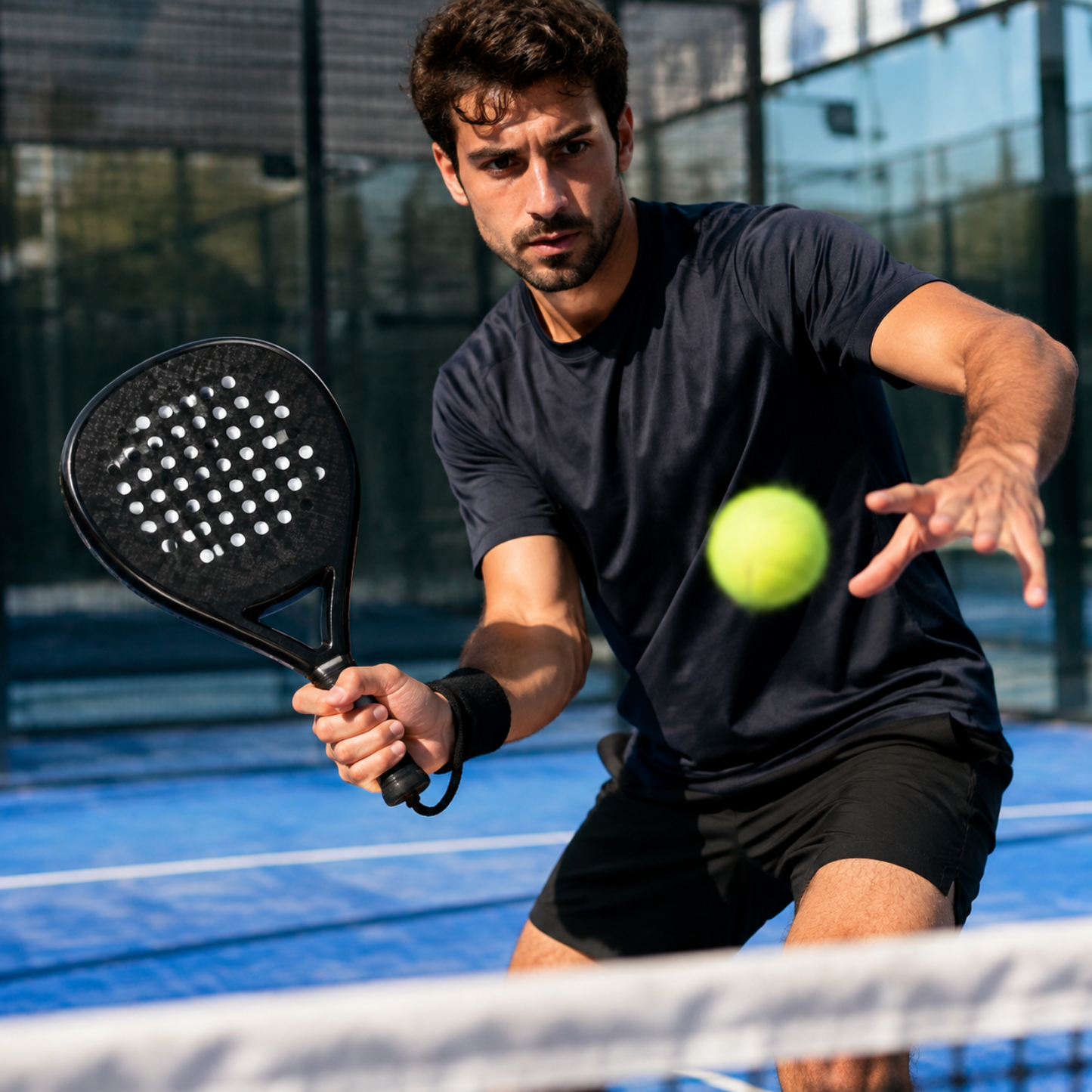 Defensive 40mm 3K Carbon Fiber Padel Racket - Black Teal – on-court play