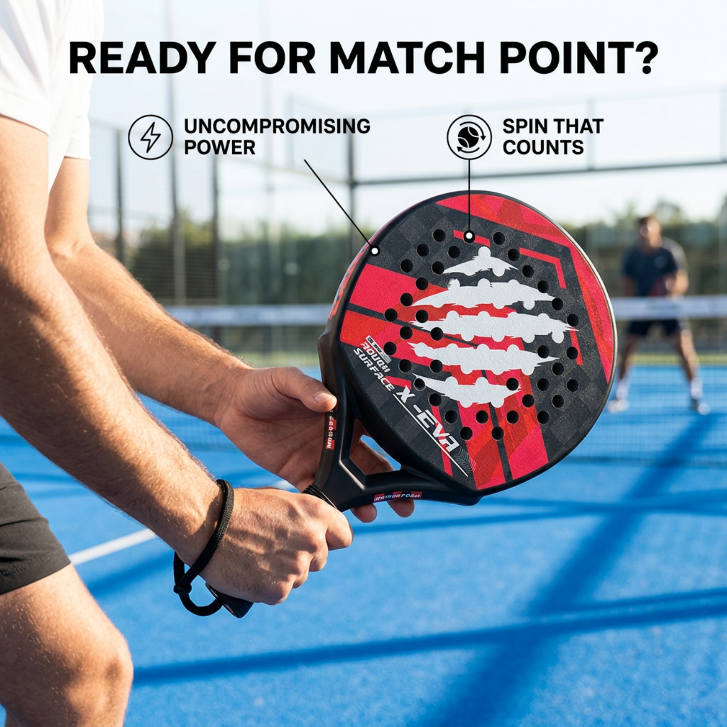 Textured 40mm 18K Carbon Fiber Padel Racket - Red Black – on-court play
