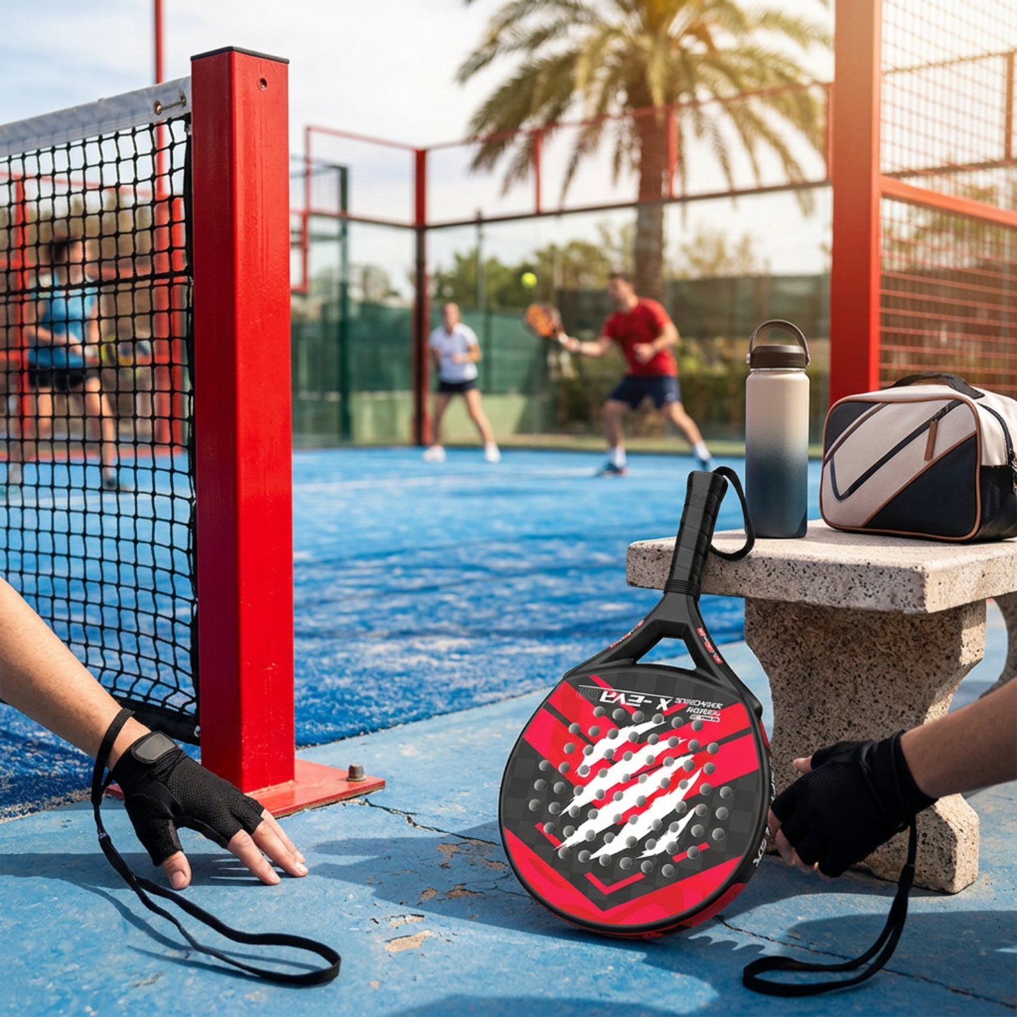 Textured 40mm 18K Carbon Fiber Padel Racket - Red Black – padel lifestyle