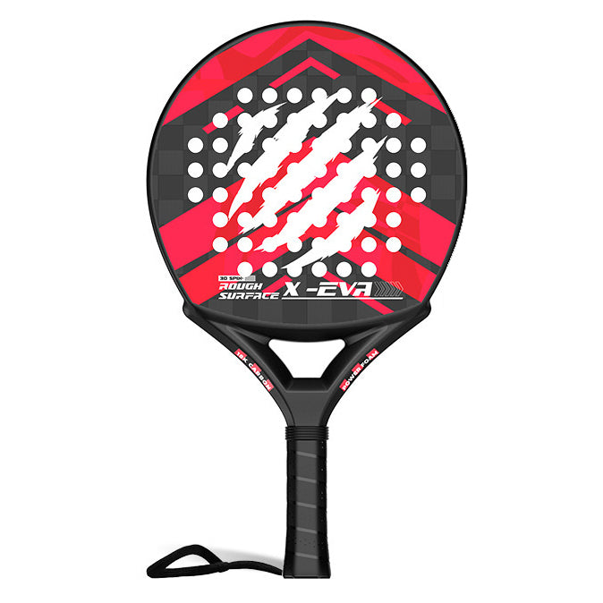 Textured 40mm 18K Carbon Fiber Padel Racket - Red Black – main product view