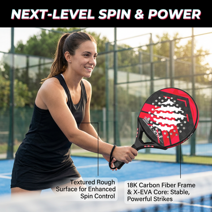 Textured 40mm 18K Carbon Fiber Padel Racket - Red Black – usage guide