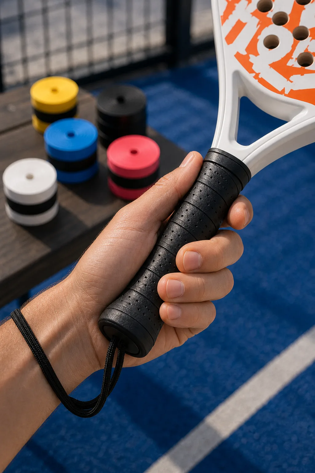 Hold the racket firmly, not tightly