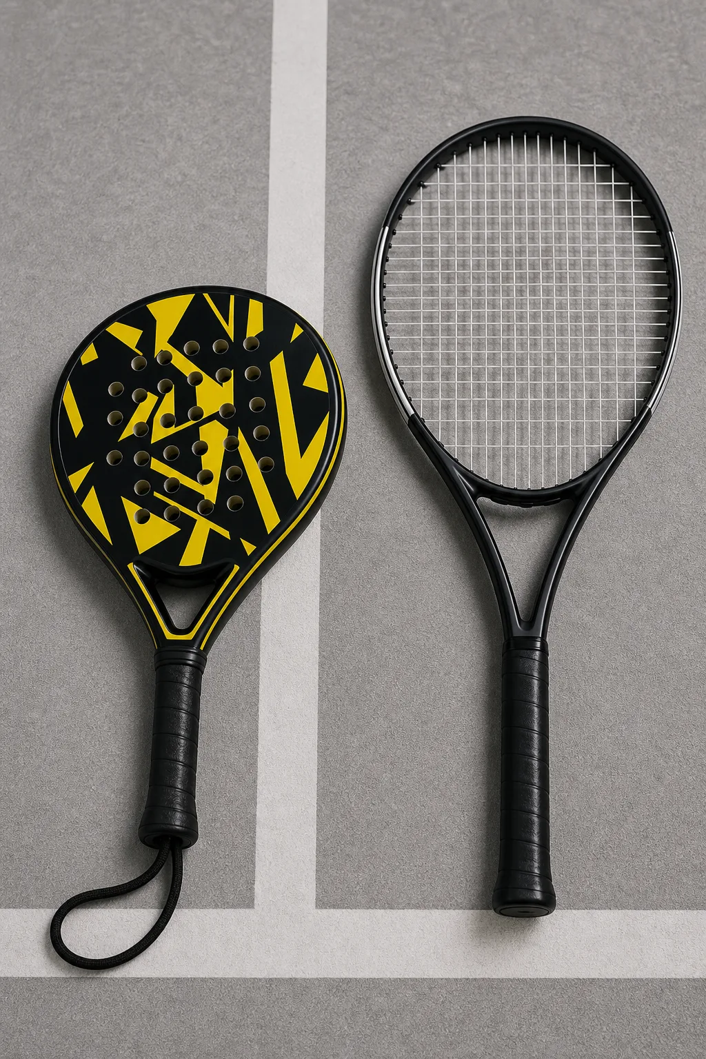 The racket is solid and stringless